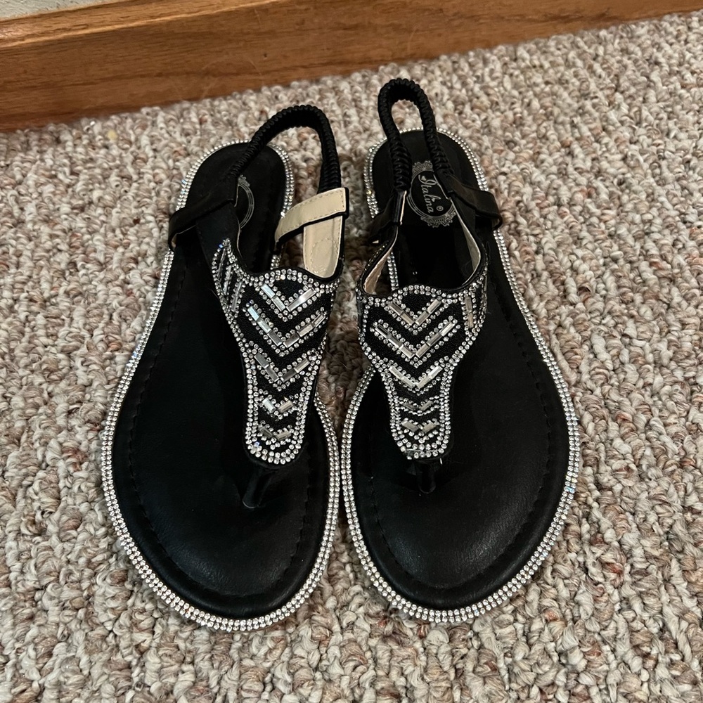 Black sparkly sandals